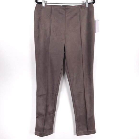 NWT HALSTON Faux Suede Pull on Pants Taupe SOFT STRETCHY H1406AMX Size LARGE - Picture 1 of 11